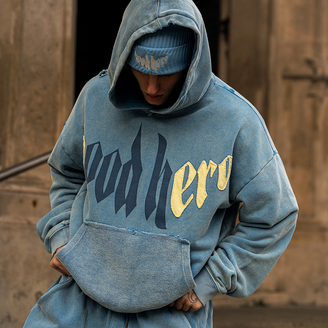 Vintage Hoodie Street Heart - Blue